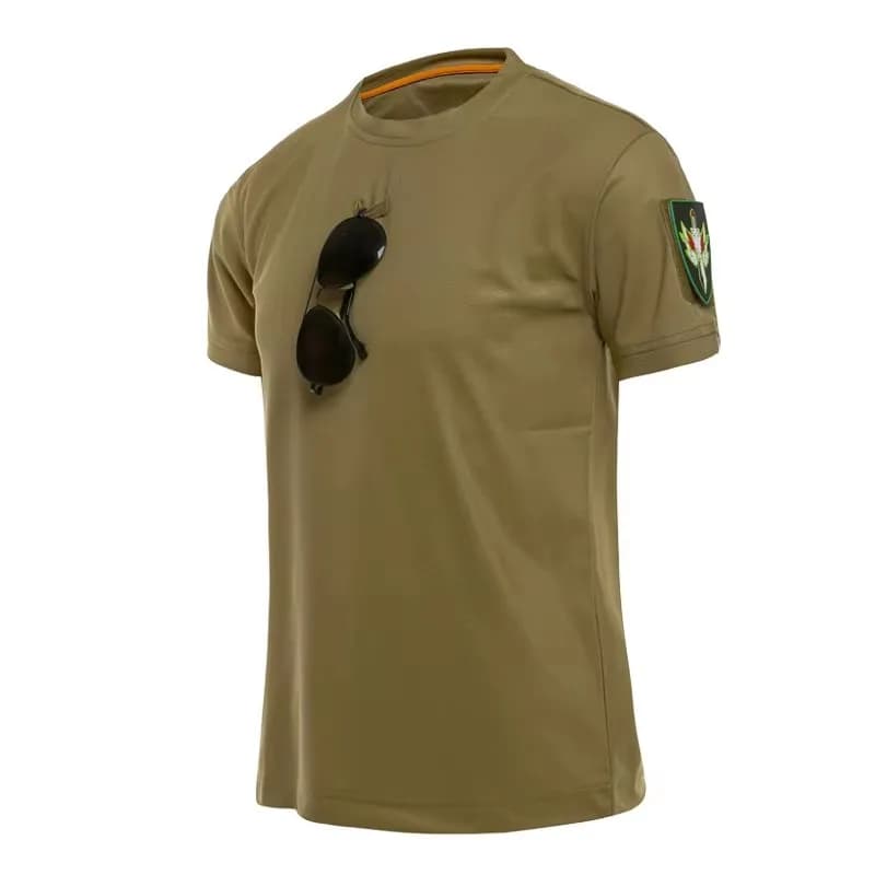 Men Summer T-shirt O-Neck Tees Quick Dry Embroidered Pullover Breathable Camping Hiking Climbing Casual Cargo Trainning T-Shirt