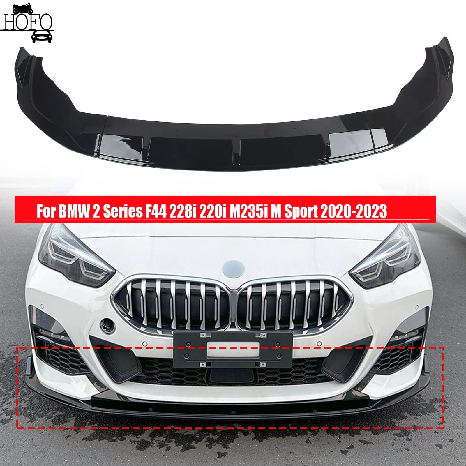 For BMW 2 Series F44 228i 220i M235i M Sport 2020-2023 Front Bumper Lip Spoiler Splitter Tuning Canard Lip Diffuser