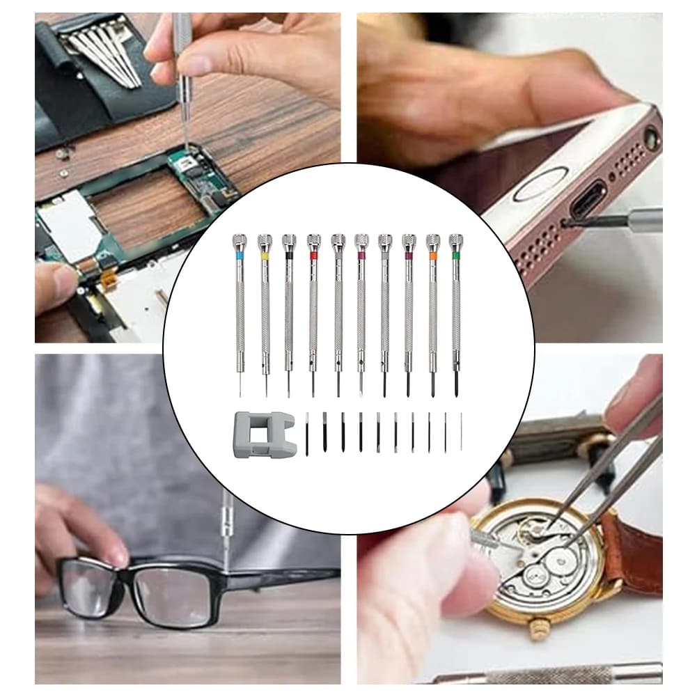 21-Piece Precision Screwdriver Set With Bits And Demagnetizer For Watch, Glasses, Jewelry Repair Hand Tools