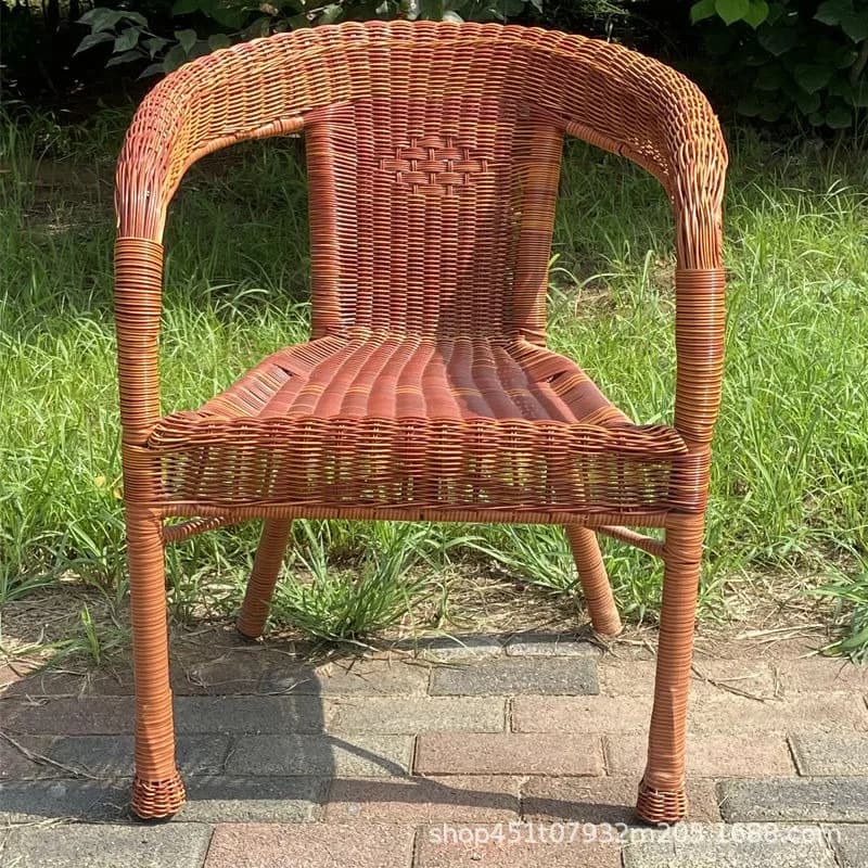 Comfortable Rattan Chair Outdoor Armchair Living Room Aesthetic Backrest Chairs Decorative Vintage Armchairs Rattan Furniture