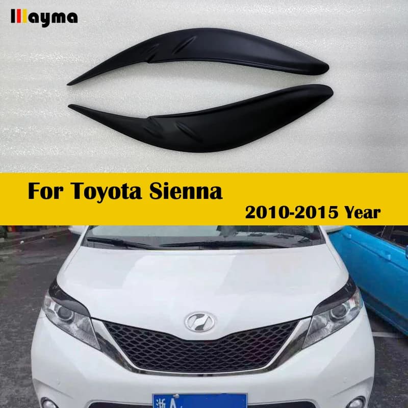 Carbon Fiber Headlight Eyebrow Cover Trim Sticker Head Lamp Eyelid For Toyota Sienna 2010 - 2015 Fiber Glass Matt Black Eyebrows
