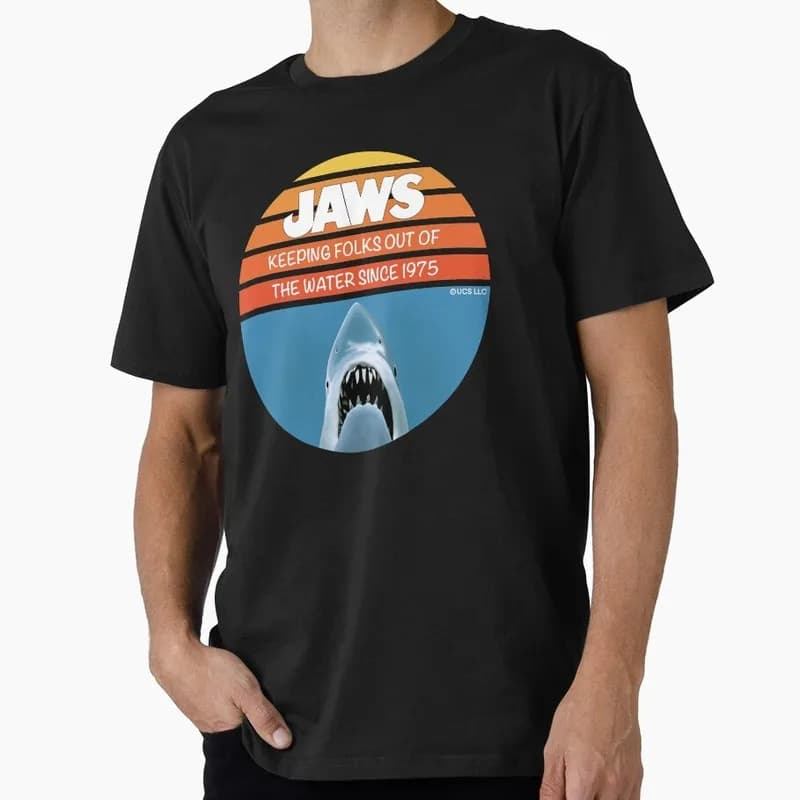 Jaws Horror Movie Halloween Gift T Shirt Vintage Amity Island Great White Shark Graphic Tops Unisex Short Sleeve Streetwear Tees