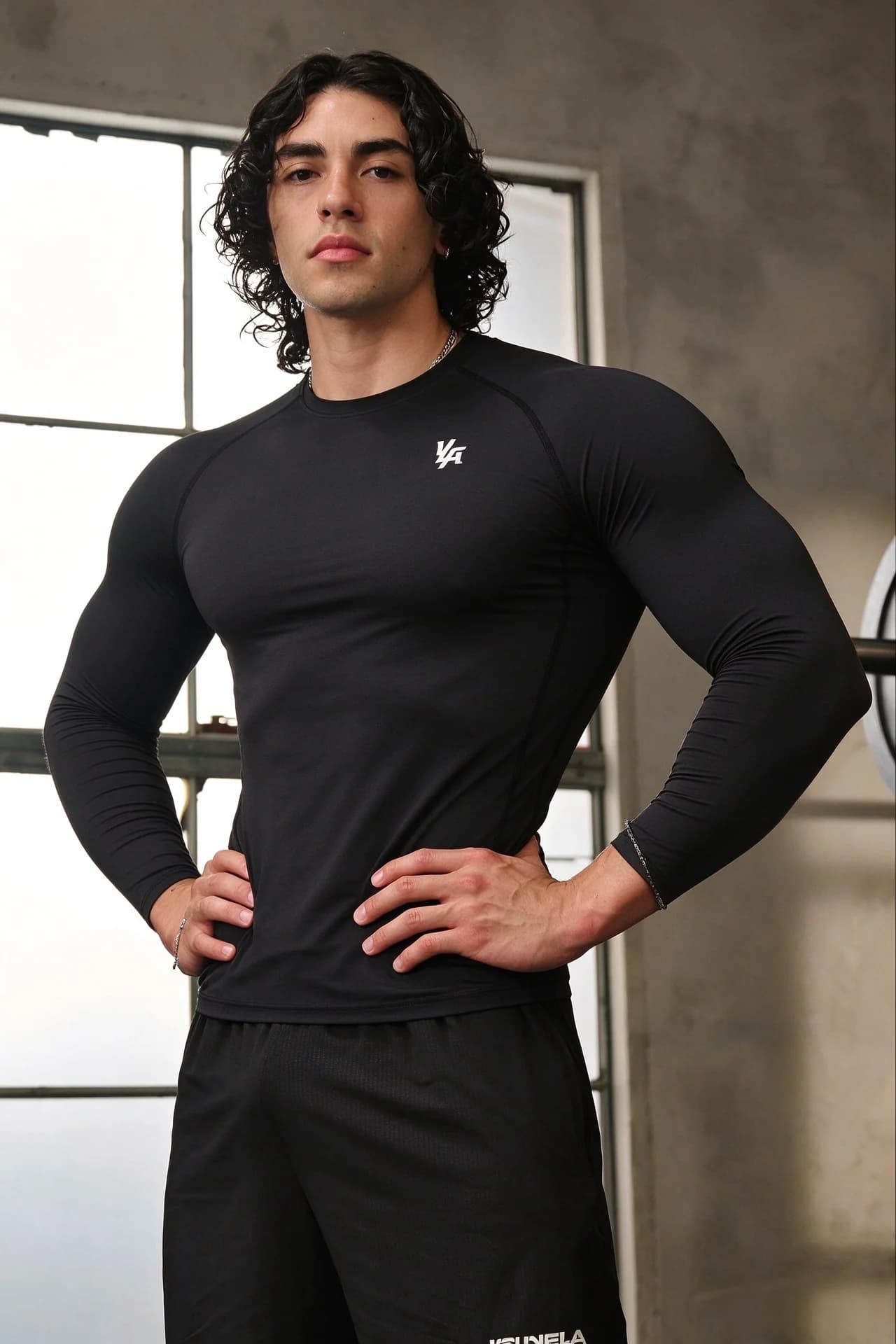 YOUNGLA Men Long Sleeve Compression Shirt Muscle Fit Gym Workout T-Shirt Quick Dry Athletic Base Layer Top
