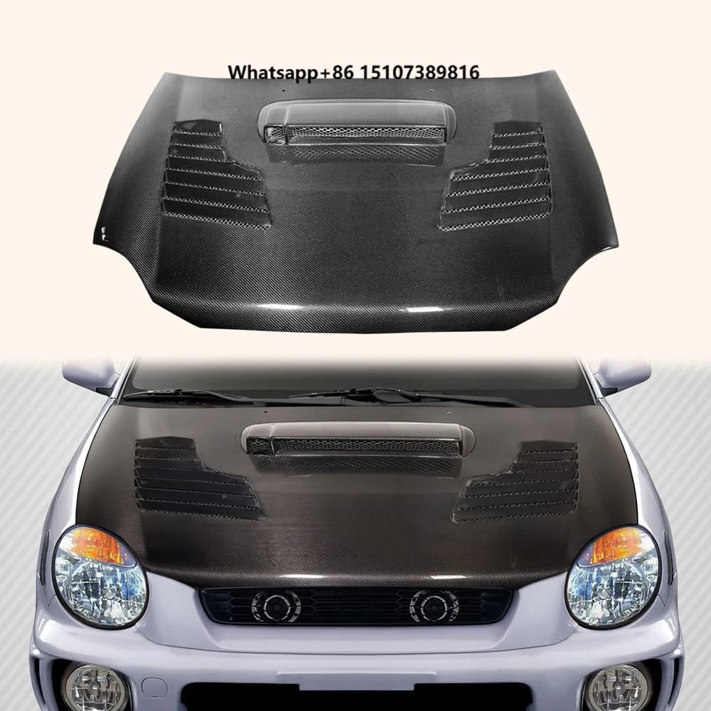 For WRX Impreza GDA 00-02 Carbon Fiber V2 Style Front Vented Cooling Hood