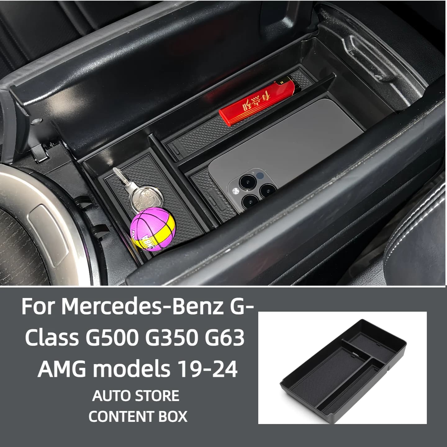 For 2019-2024 Mercedes-Benz G-Class G500 G350 G63 AMG Console Storage Box Modification Storage Box