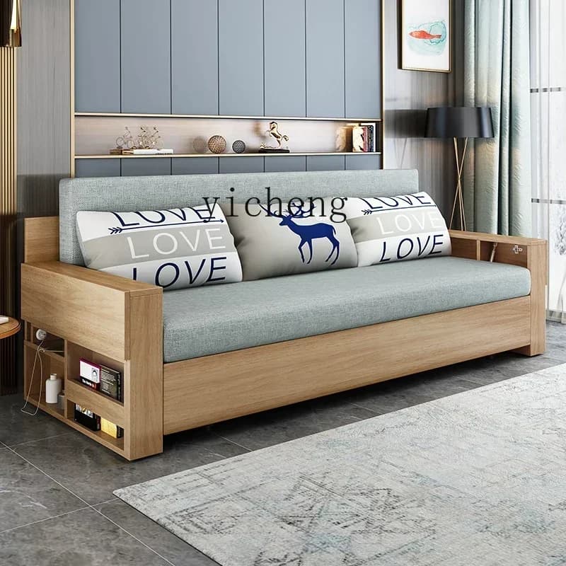 SA-10  Sofa Bed Dual-purpose Solid Wood Foldable Sitting And Lying Simple Push-pull Storage Living Room Small Apartment