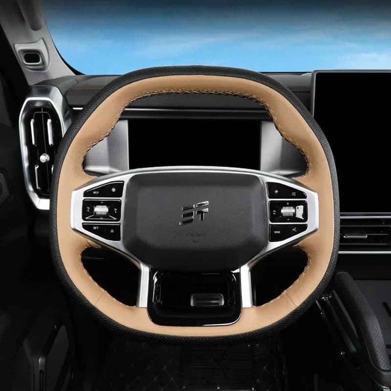DIY Hand Sewing Steering Wheel Cover for Jetour Traveler T-X T2 Car Decorate Genuine Leather Interior Accessories