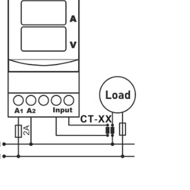 DIN Rail Dual Display Voltage Current Meter AC 140-270V 1-63A, Digital Voltmeter Ammeter with External CT Transformer 50/60Hz