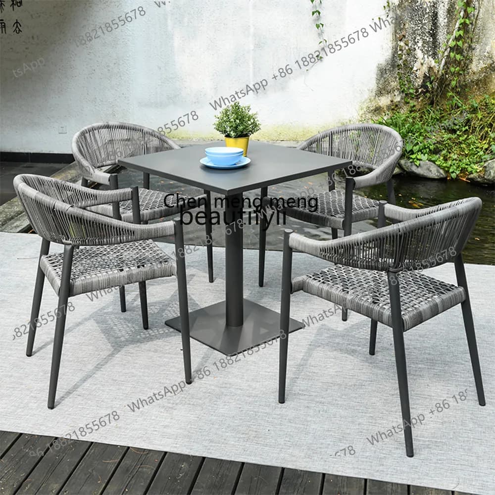 Nordic outdoor tables and chairs Hotel cafe Outdoor rattan chairs Leisure villa courtyard rattan tables and chairs
