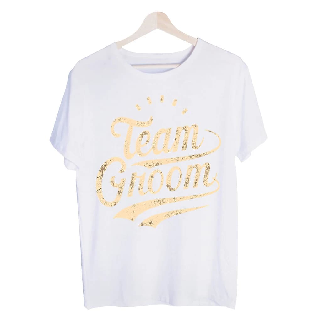 Men's Team Groom Typography Print Graphic Tee, Short Sleeve Casual Shirt for Wedding Events and Celebrations