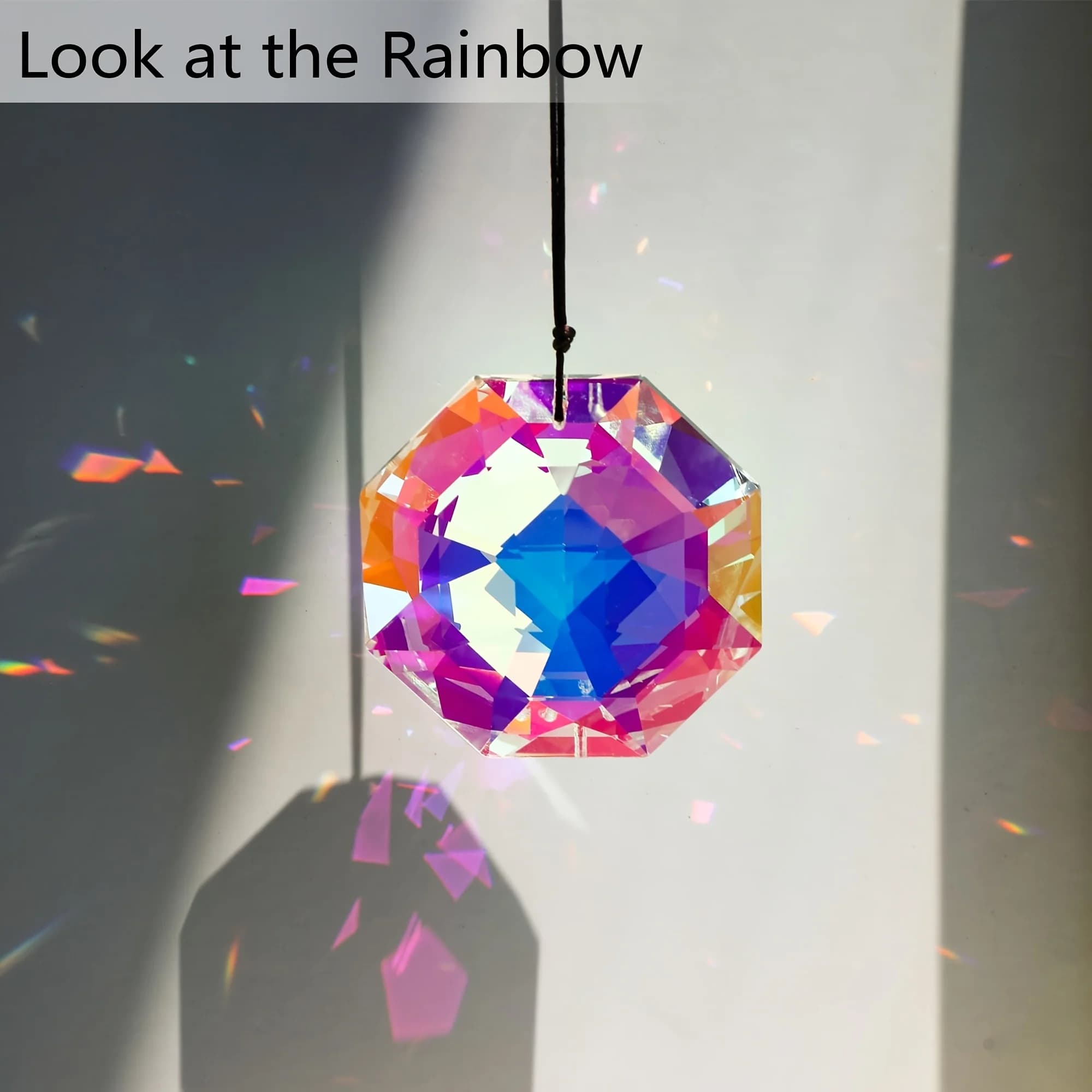 7.62 cm Rainbow Sun Catcher Crystal for Windows AB Colorful Large Crystal Octagonal Bead Sun Catcher Prism Indoor Outdoor Home G