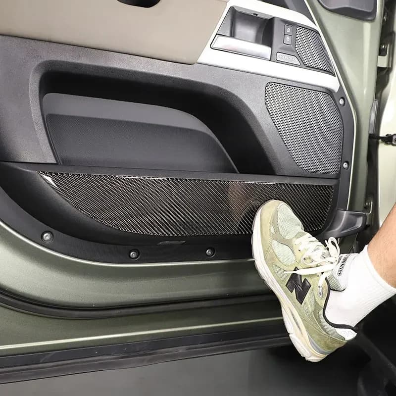 Soft Carbon Fiber Car Front Door Anti-kick Panel Cover Trim Stickers Car Accessories For Land Rover Defender 90 110 130 2020-24