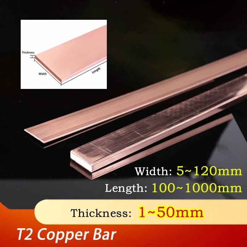 T2 Purple Copper Flat Bar Strip Pure Copper Plate CNC DIY Material Thickness:1mm-45mm Width: 5~150mm Length:100~1000mm
