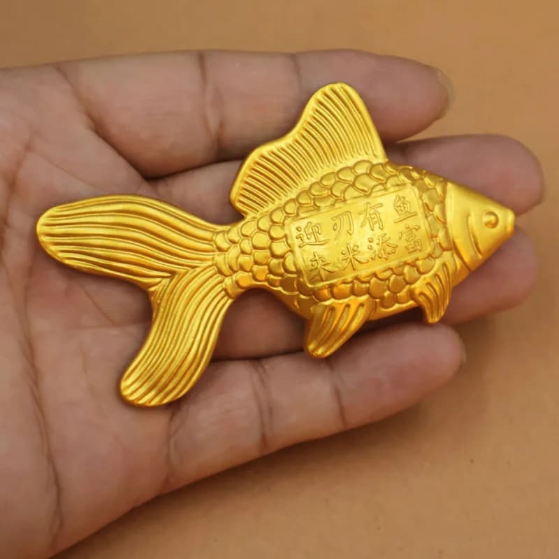 Golden Artwork Decoration Ornament Ethnic Style New Chinese Gift Lucky Fish Home Office Entrance