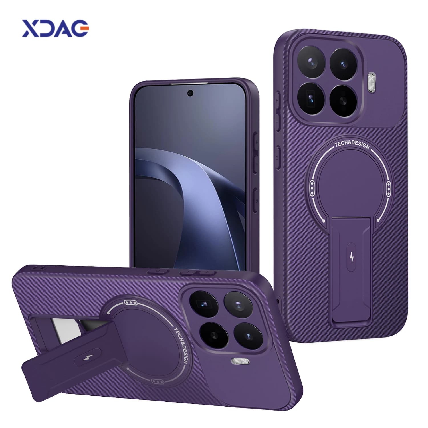 Original Magnetic Phone Case for Xiaomi 17T 15T Pro 17TPro 15TPro 5G Shockproof Carbon Fiber Texture Foldable Bracket Back Cover