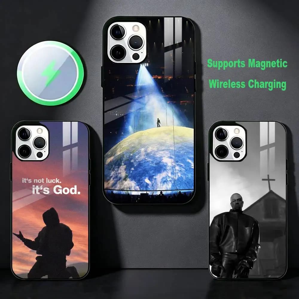 Rapper K-kanye W-west Phone Case For iPhone 17 16 15 14 13 12  Pro Max Plus for Magsafe Mirror Wireless Magnetic Cover