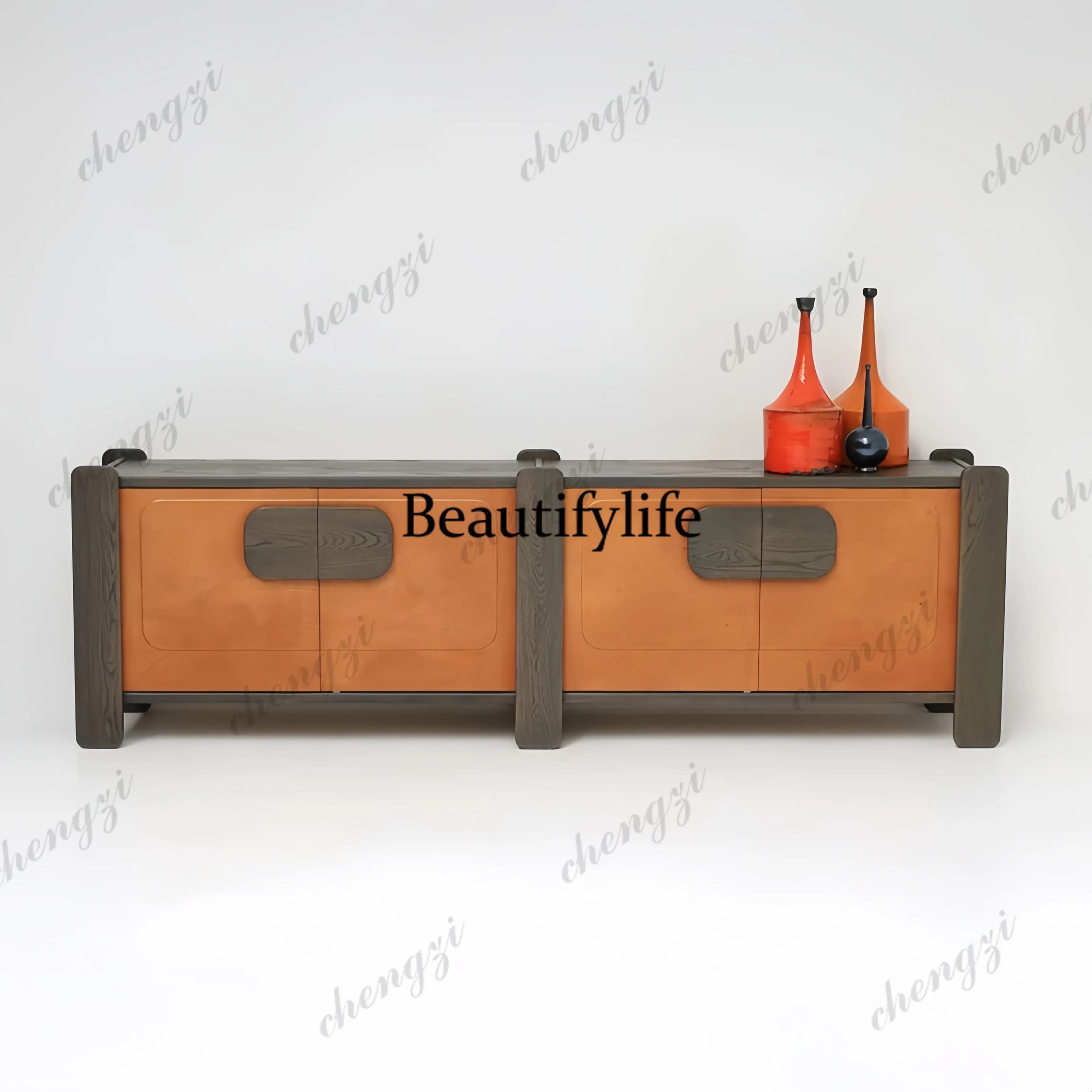 medieval solid wood dining side, TV cabinet, retro home light luxury storage, storage cabinet