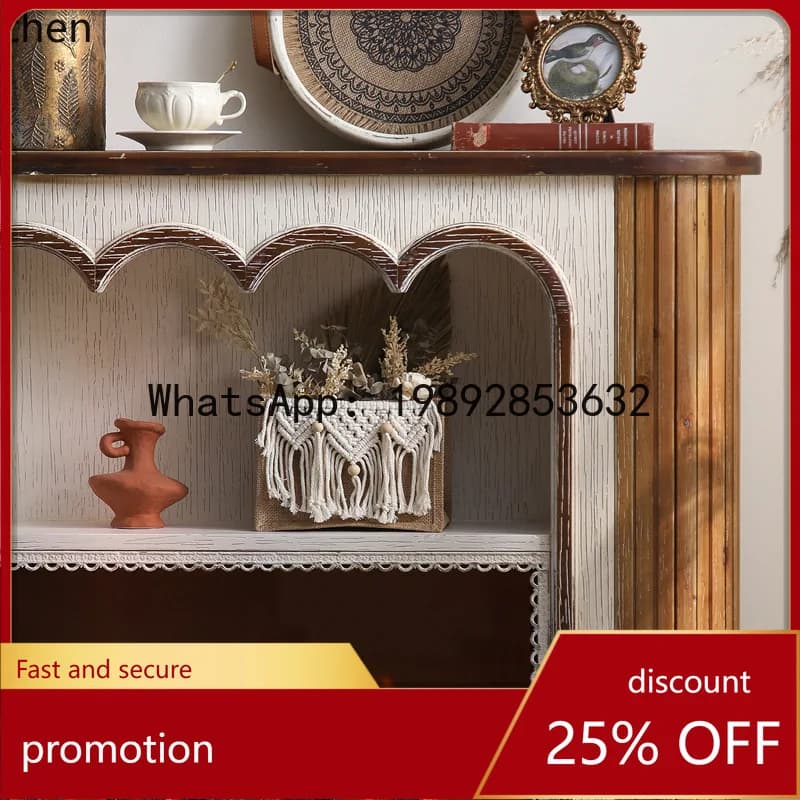 YFY  Retro Style Vintage Storage Rack Hotel Entrance Living Room Fireplace Homestay Indoor Background Decor Wall Hanging Rack