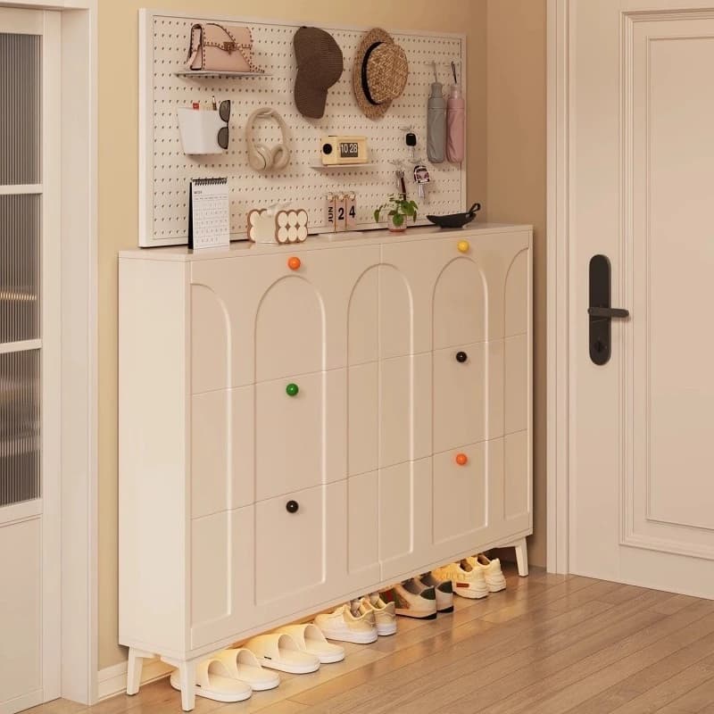 Modern Narrow Shoe Cabinet Wooden Multifunctional Capacity Storage Cabinet Simple Shoe Rack Sturdy and Stable Sapateira Porta