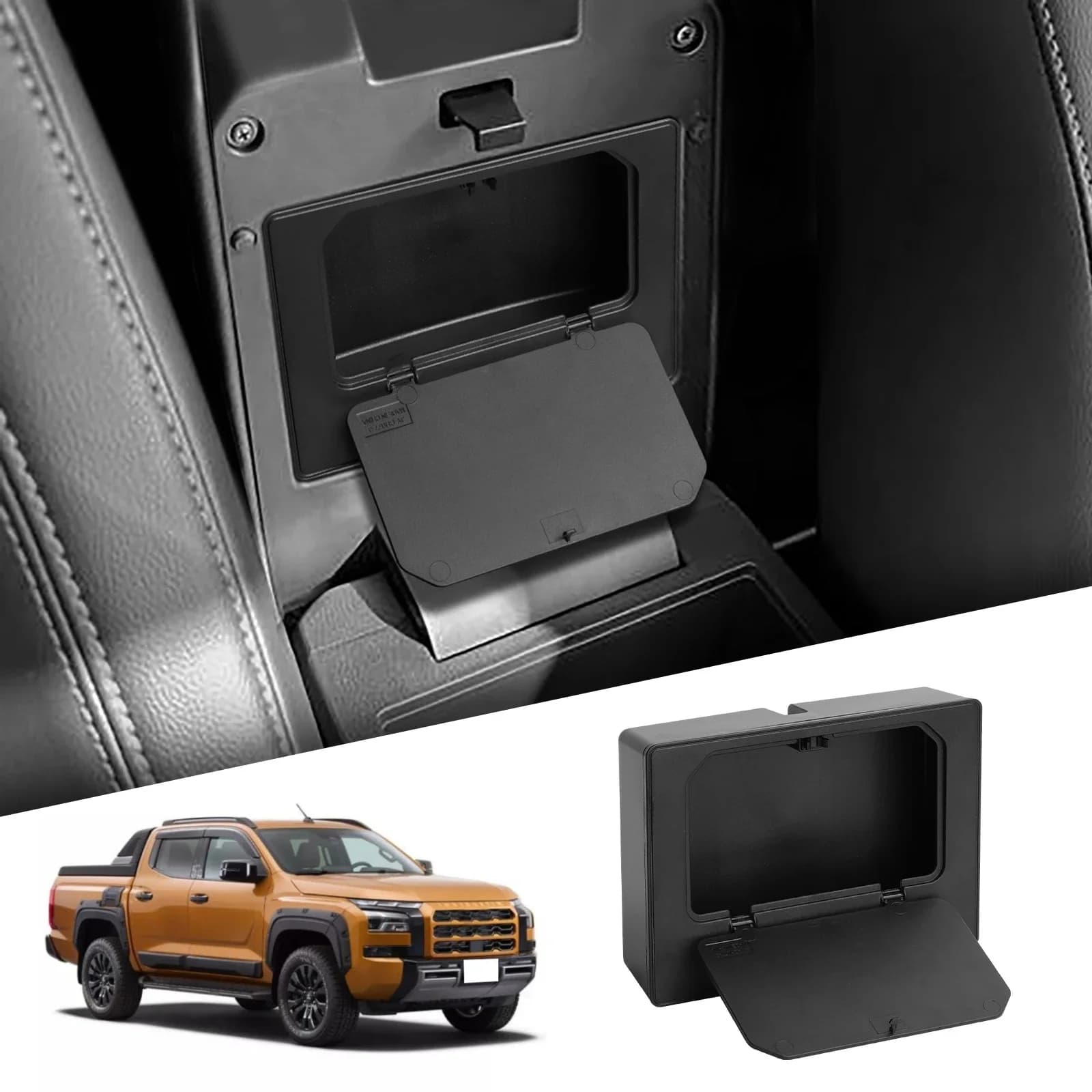 For Mitsubishi L200/Triton 2024 2025 Armrest Box Hidden Storage Tray Organizer Car Interior Accessories Black
