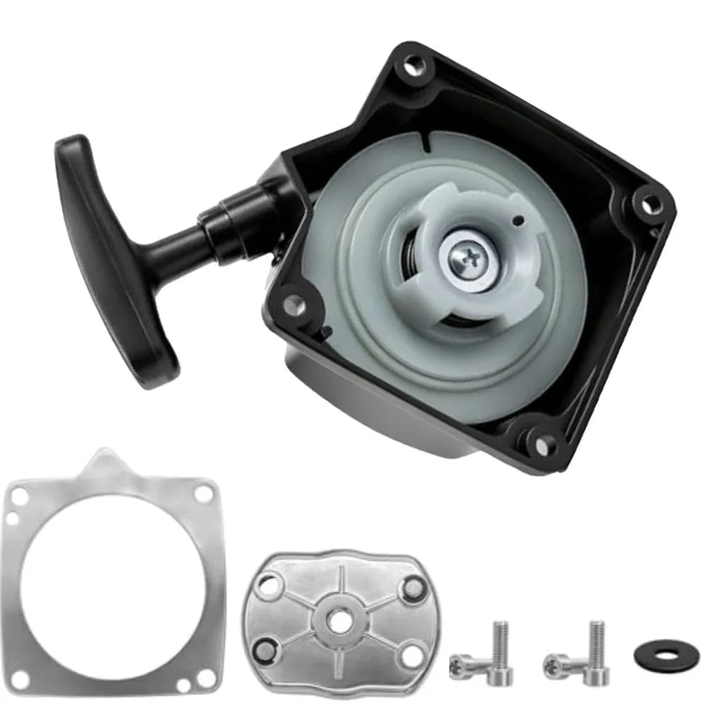 Recoil Starter And Drive Plate Replacement With Mounting Screws, For 43cc - 52cc Brush Cutter Engine Recoil Starter