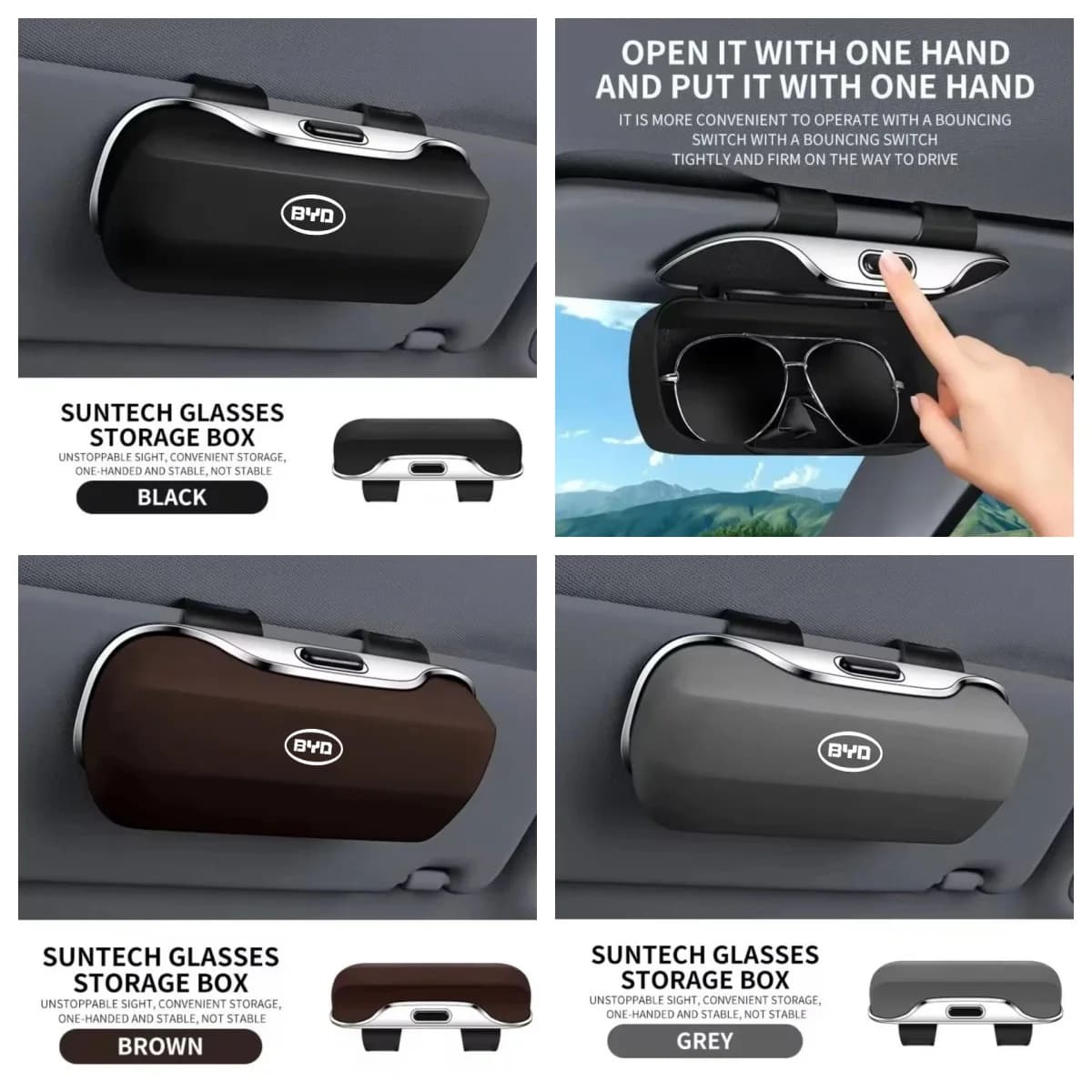 Sun Visor Sunglasses Storage Box For BYD Atto3 Seal Han Tang Dolphin Song Yuan BYD Logo Portable Multifunctional Glasses Holder