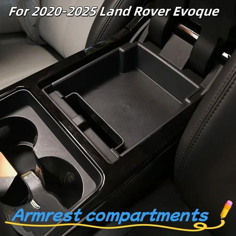 For Land Rover Range Rover Evoque L 2020-2026 Black ABS Car Central Control Armrest Box Storage Box Phone Tray Car Accessories