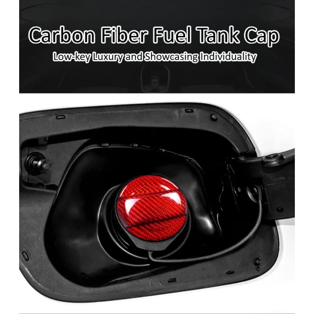 For VW Audi Universal Real Dry Carbon Fiber Fuel Tank Cap Knob Cover Trim Panel Sticker Car Interior Styling Accessories Kit Set