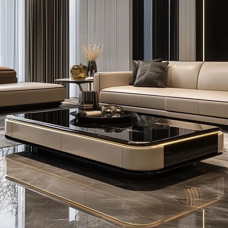 LMM living room slate home simple small apartment high-end modern glass tea table