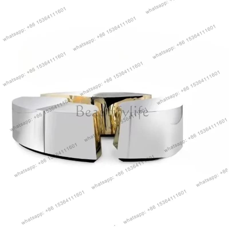YJ High-end clubhouse villa light luxury combination coffee table oval two-color metal stainless steel tea table