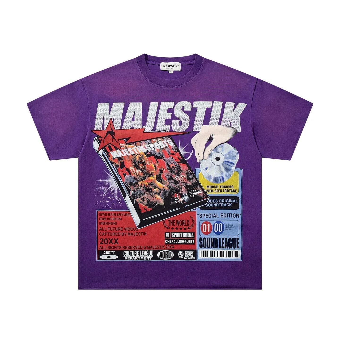 MAJESTIK Retro Beaded Print Short-Sleeved T-Shirt - Loose, Weathered, Edged for Men and Women