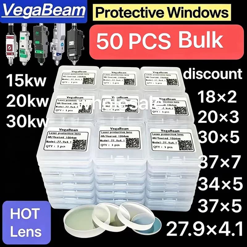 50 PCS Wholesale Laser Protective Lens 27.9x4.1&18x2&34x5&37x7mm 15KW 20KW 30KW 1064nm For Boci Raytools Bodor WSX Cutting Head