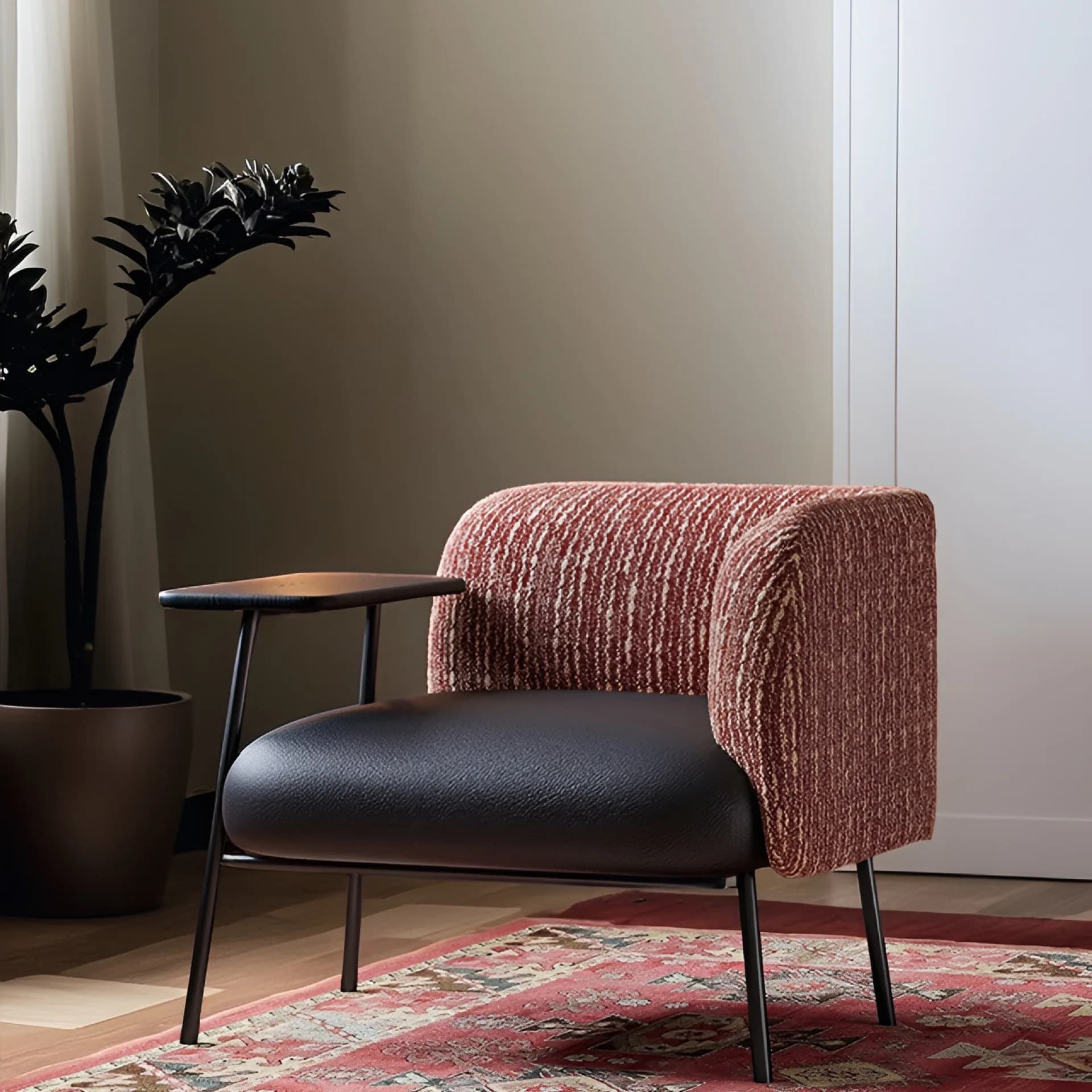 LMM Italian minimalist light luxury fabric bedroom negotiation chair, vintage Nordic single chair