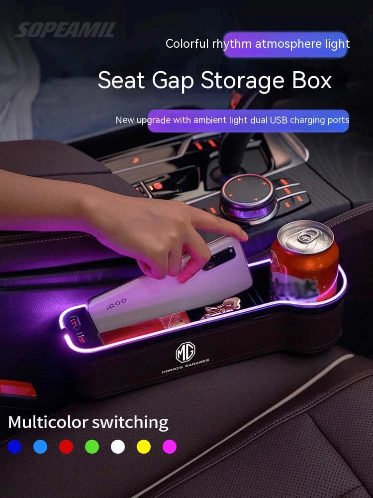 For MG ZS Hybrid+ HS ES5 MGS5 MG4 EV EZS ONE MG3 MG5 MG6 MG7 Car Seat Crevice Storage Box USB Charging Seat Gap Slot Cup Holder