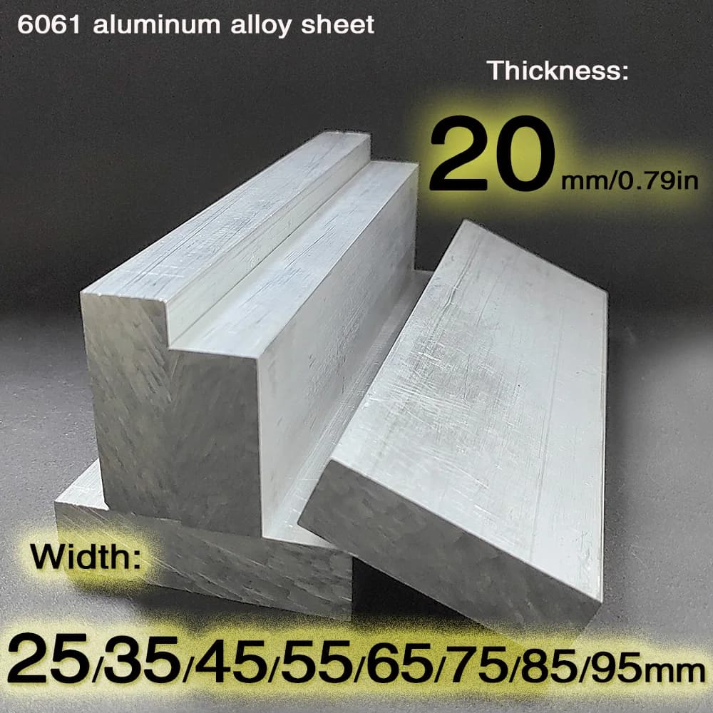 6061 Aluminum Alloy Stock 20mm Thickness 25-95mm Width 100-300mm Length Blank Custom CNC Machining Services Available