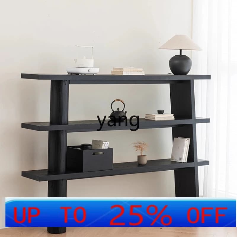 lmm Wabi-Sabi Style Home Bookshelf Tea Set Storage Rack Wall-Mounted Bookcase Combination