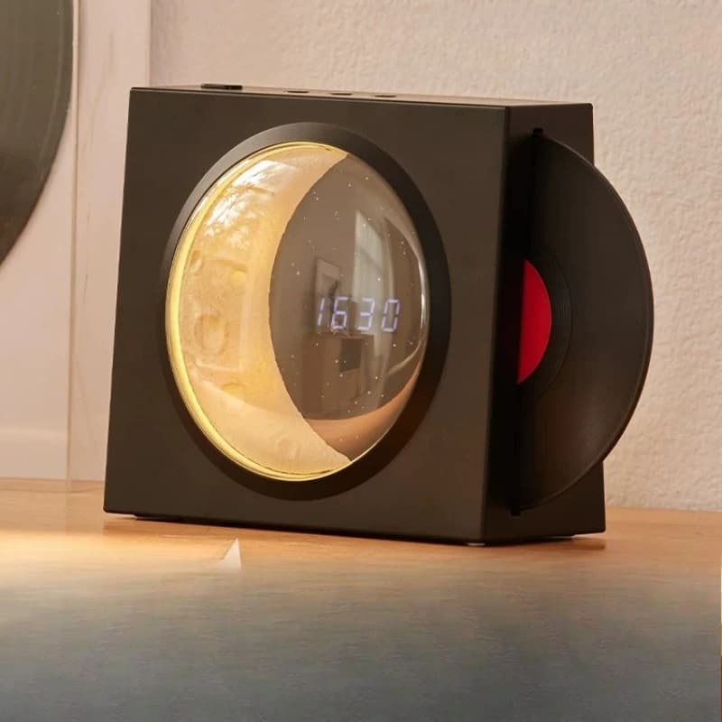 Moon Clock Bluetooth Audio Small Speaker Record Player Ornament Practical Birthday Gift Boys and Girls