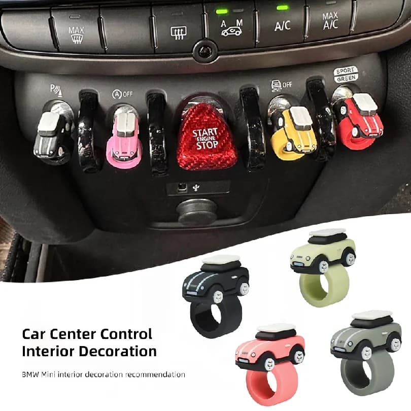 6pcs Original For BMW MINI Cooper Sticker Cooper Accessories Silicone Car Model Button Cover Ornament Start Stop Button Collar