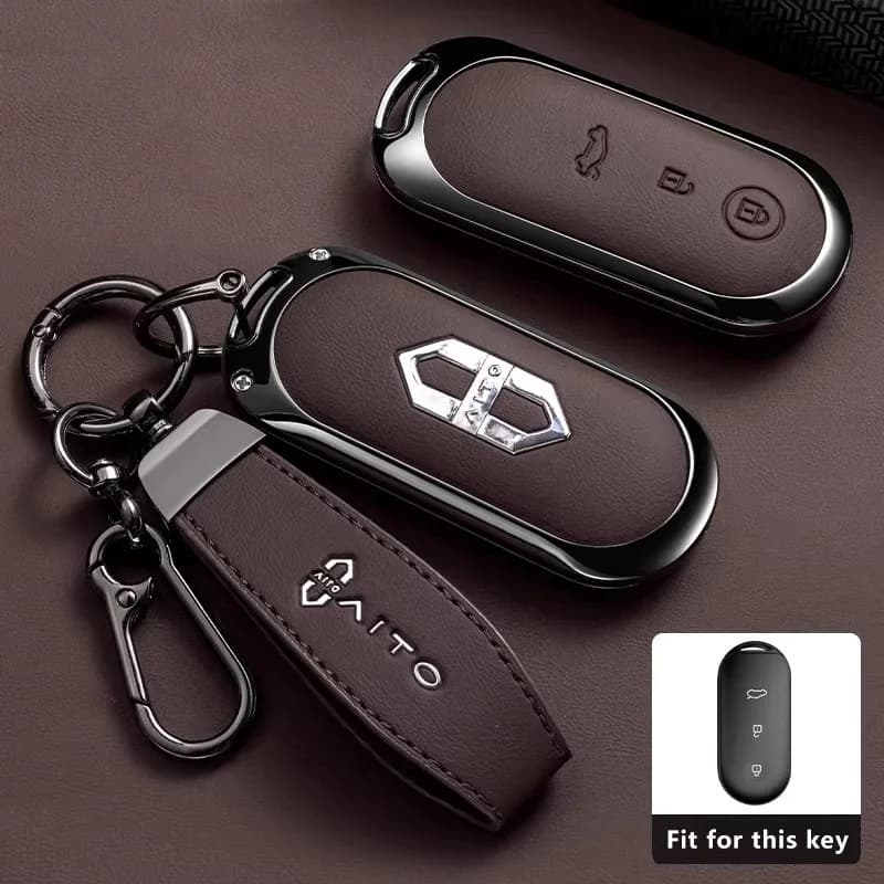 Zinc Alloy Car Key Case for HUAWEI Aito M5 M7 2022 2024 2026 Keychain Remote Cover Bag Shell Ring Holder Fob Accessories