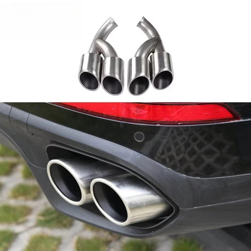 FOR  Exhaust Pipe Tailpipe Silver Black Stainless Steel Car Upgrade GTS Style 4 Exhaust Pipes Tail Throat Kit