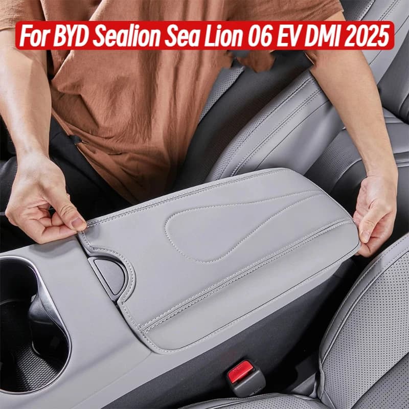For BYD Sealion Sea Lion 06 EV DMI 2025 Leather Car Armrest Storage Box pad Cover Mat Protection Center Console Cushion