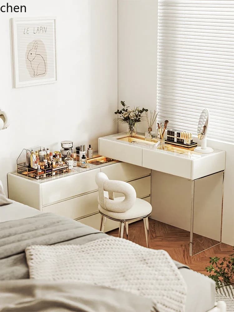 H5.22 retractable dresser chest cabinet integrated bedroom floor storage cabinet makeup table