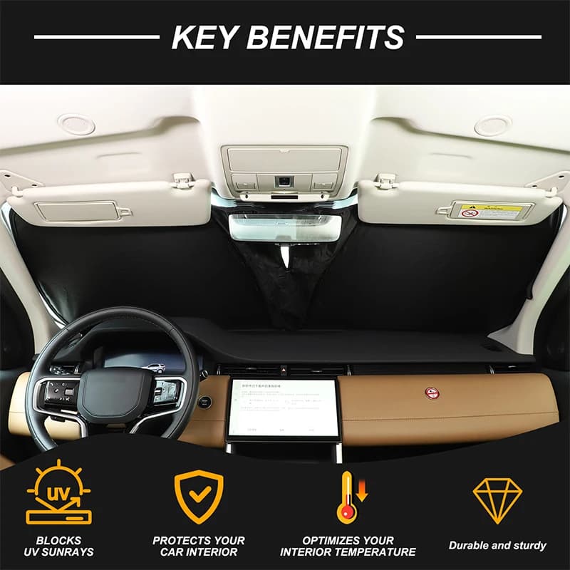 Car accessories For Land Rover Discovery Sport L550 2015-2025 Silver Tape Car Front Windshield Thermal Curtain Shading Sunscreen