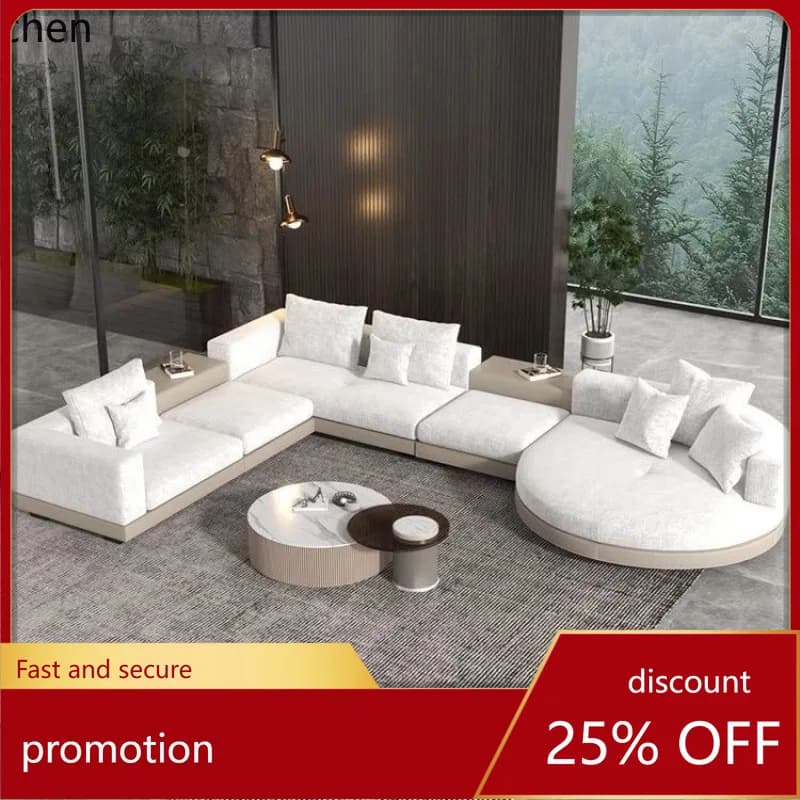 ZML Large Flat Living Room Simple Corner Sofa Home Large Round Elegant Simple