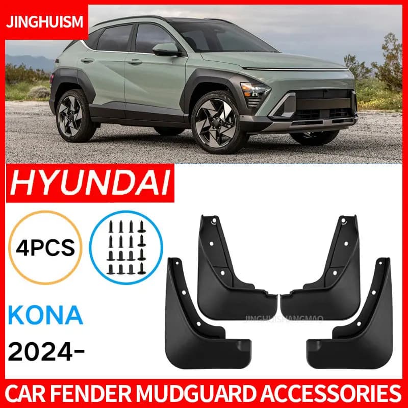 Mudguards FOR hyundai Kona 2024 Auto Mud Flaps Exterior Styling Accessory ABS Plastic Anti Splash Mudguards Custom Fit