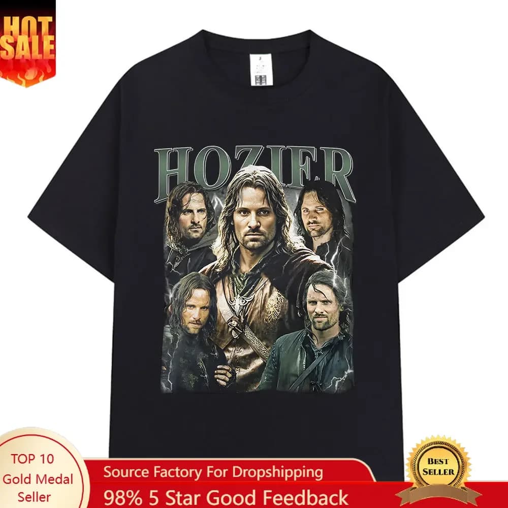 Hozier Funny Meme Aragorn Graphic T Shirt Men Women Hip Hop Harajuku Short Sleeve T-shirt 100% Cotton Casual Oversized Tee Shirt