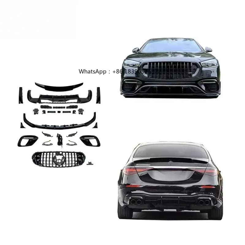 CLY Car Parts Bright pp Kit for 21-25 S63  Upgrade Bs  Front Lip Wrap Angle Grille Diffuser Exhaust Pipe Fog Frame
