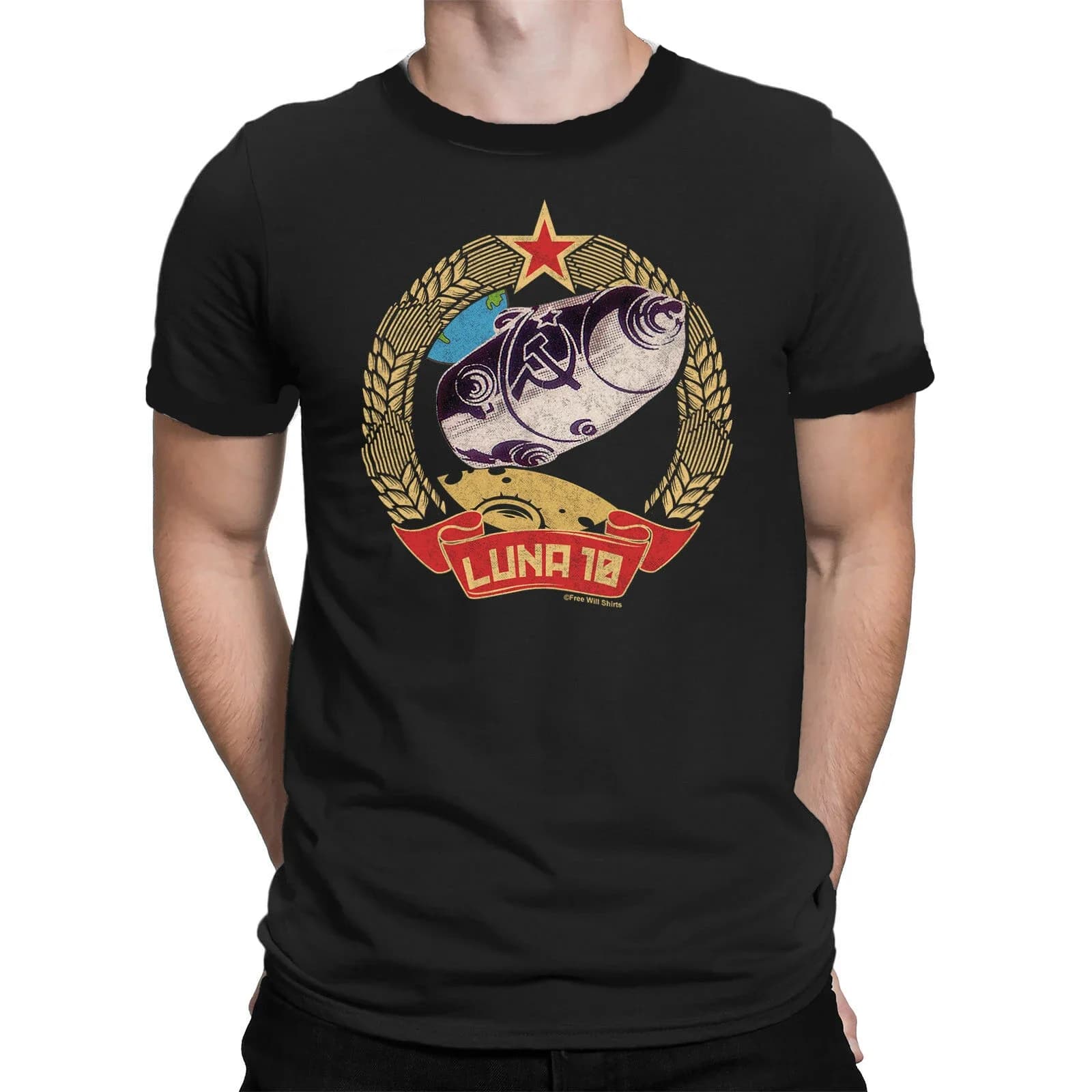 Russian LUNA 10 Robot Soviet Union Lunar Probe USSR Space Program T-Shirt. Summer Cotton Short Sleeve O-Neck Mens T Shirt New