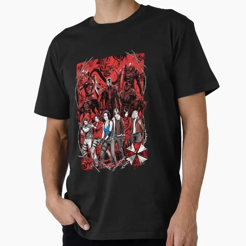 Vintage Resident Evil Nemesis T‑Shirt Biohazard Survival Horror Game Graphic Print Unisex Tee Retro Dark Gamer Streetwear Tops