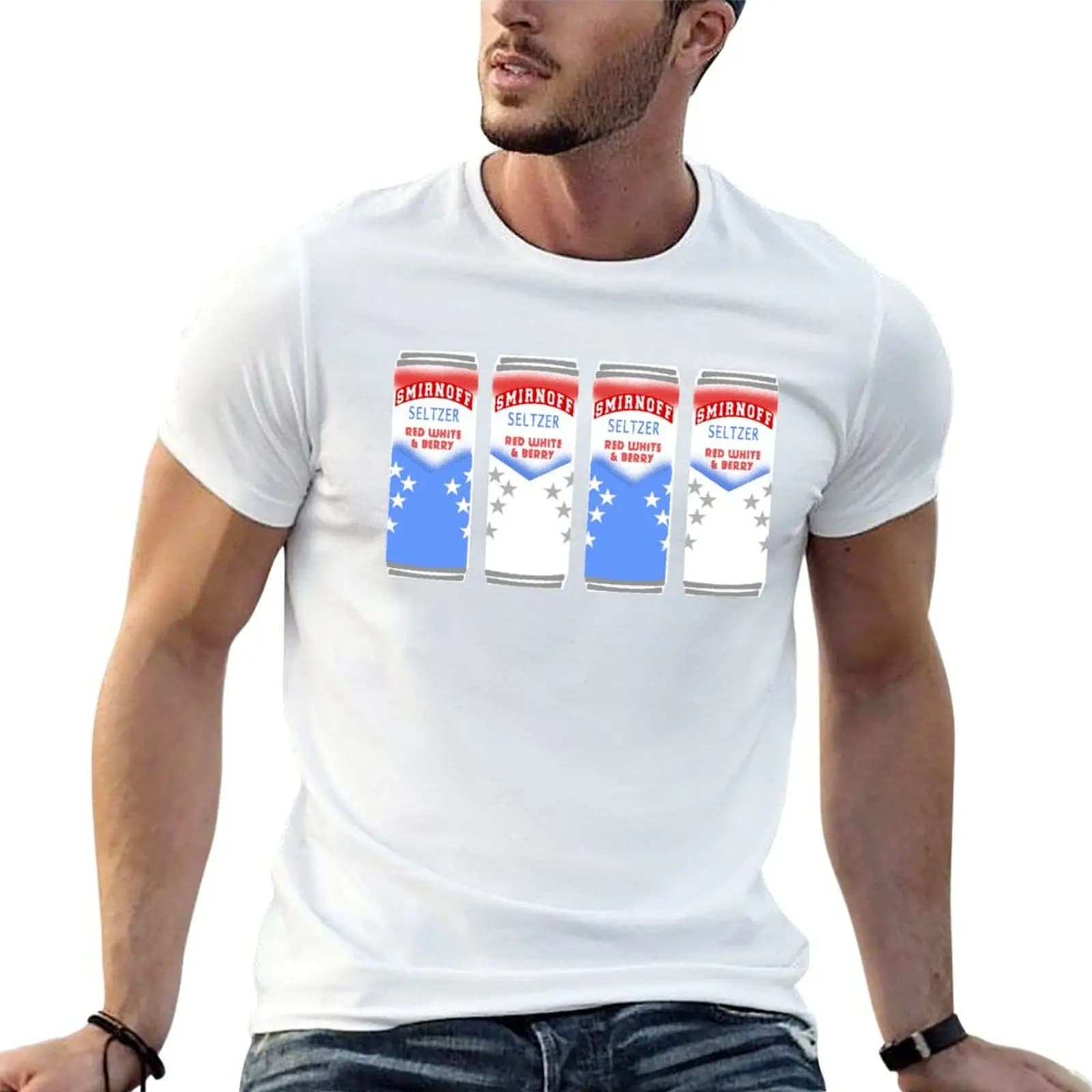 Smirnoff Seltzer Red White & Berry T-Shirt Big and Tall Basic Tee Shirt